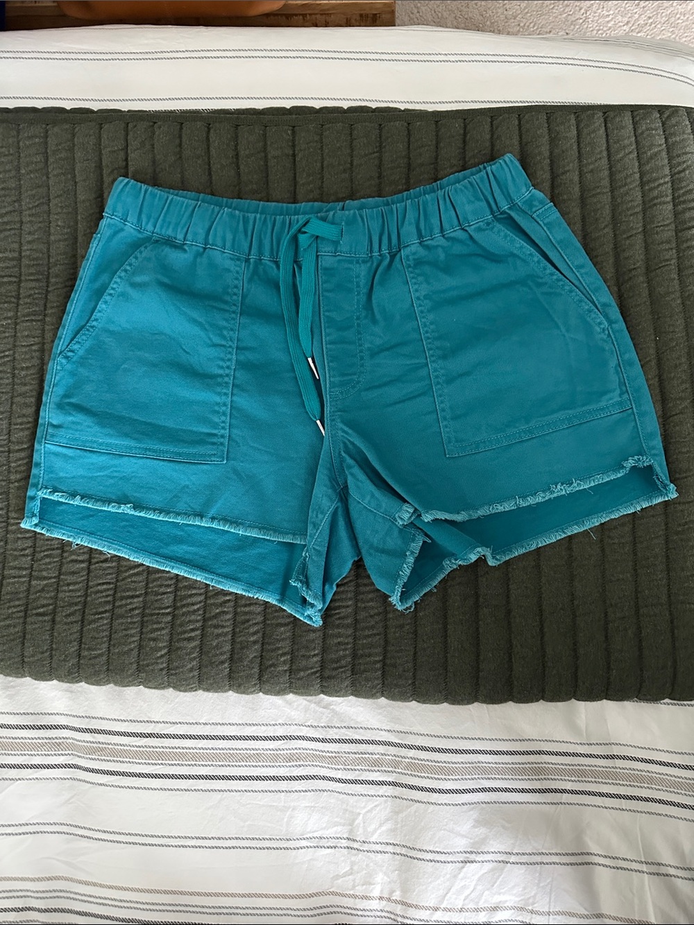 Teal Drawstring Shorts with Front Pockets